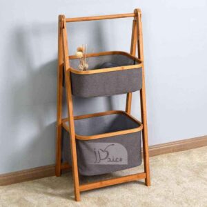 Bamboo and Canvas 2 Tier Collapsible Shelves