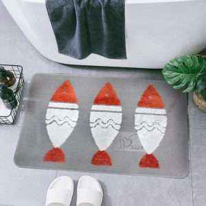 Retro Waterproof Bath Mat Soft Polyester Absorbent Anti-Slip (60X90cm)