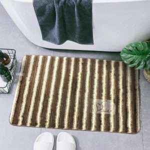 Striped Waterproof Bath Mat Soft Polyester Absorbent Anti-Slip
