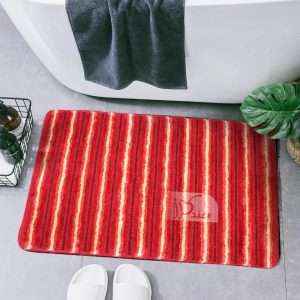 Striped Waterproof Bath Mat Soft Polyester Absorbent Anti-Slip