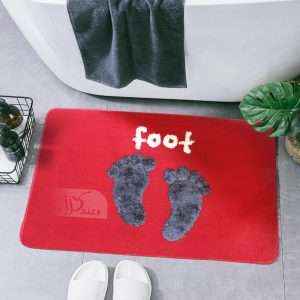 Footprint Waterproof Bath Mat Soft Polyester Absorbent Anti-Slip