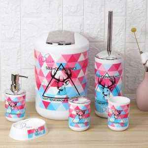 Printed Plastic Bathroom Accessory 6 Pcs/Set