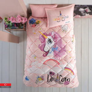 Unicorn Cotton100% Turkish Twin Size Comforter Set, 4 Pcs