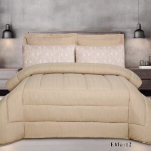 EBLA Comforter Set with geometric patterns.