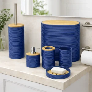 Bath Accessories 6 Pcs/Set dark blue