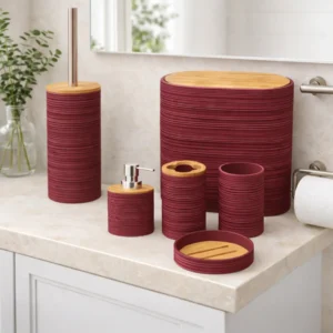 Bath Accessories 6 Pcs/Set burgundy