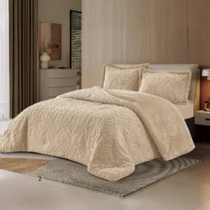 King Size Winter Comforter Set 4 PCS , Light Beige