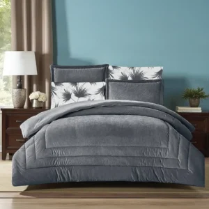 King Size Winter Comforter Set 6 PCS , Dark Gray