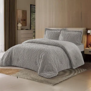 King Size Winter Comforter Set 4 PCS , Gray